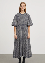 Load image into Gallery viewer, Carola Dress, Navy/Beige Check
