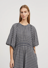 Load image into Gallery viewer, Carola Dress, Navy/Beige Check
