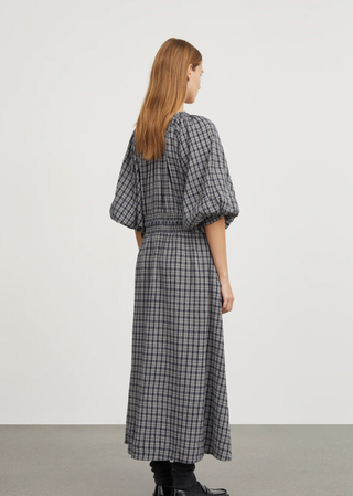 Carola Dress, Navy/Beige Check