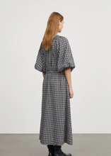 Load image into Gallery viewer, Carola Dress, Navy/Beige Check
