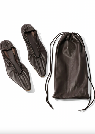 Lamb Ballet Flat W/ Lamb Drawstring Bag, Braun