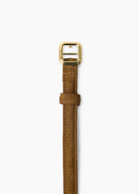 Load image into Gallery viewer, Georgia Slim Belt, Gold Maple Brown Suede

