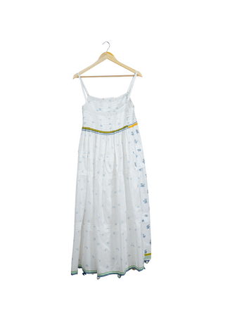 Dress 91, White and Indigo