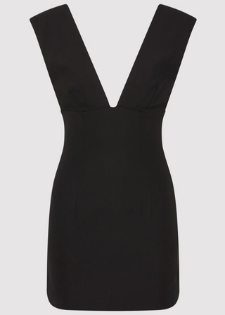 Plunge Mini Dress, Black