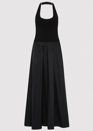 Halter Gathered Dress, Black