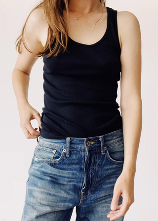Ribbed Tank Top, Black