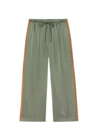 The Silk Stripe Crop Pant, Dill/Apricot