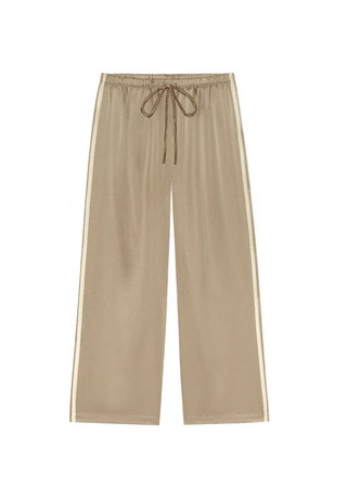 The Silk Stripe Crop Pant, Shitake/Creme