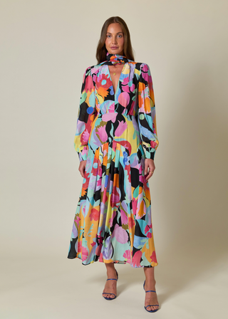 Marigold Dress, Abstract Tulip Black