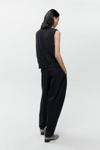 Silk & Wool Flecked Waistcoat, Black