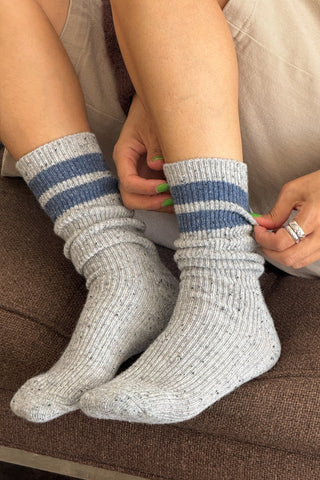 Snow Varsity Socks, Grey / Blue