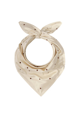 The Taffeta Headscarf, Creme/Walnut Polka Dots