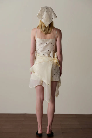 The Taffeta Mini Dress, Creme/Walnut Polka Dots