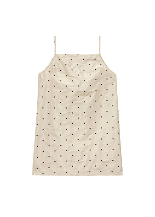 The Taffeta Mini Dress, Creme/Walnut Polka Dots