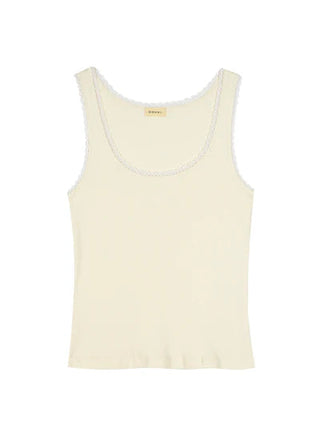 The Vintage Rib Lace Tank, Creme