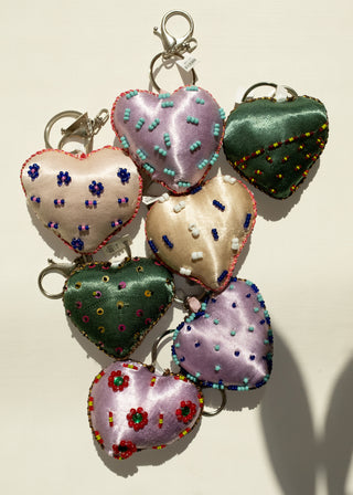 Lucky Silk Amulet Heart Keychain
