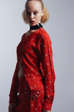 Load image into Gallery viewer, Kasab Flower Cardigan, Apple Red/Silver
