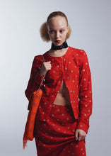 Load image into Gallery viewer, Kasab Flower Cardigan, Apple Red/Silver

