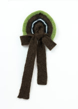 Load image into Gallery viewer, Angela Mohair Bow Scrunchie, Green/Brown Bow
