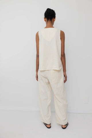 Wide Twill Trouser, Natural