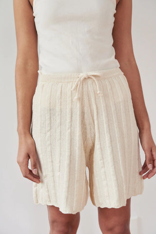 Wide Rib Shorts, Ecru