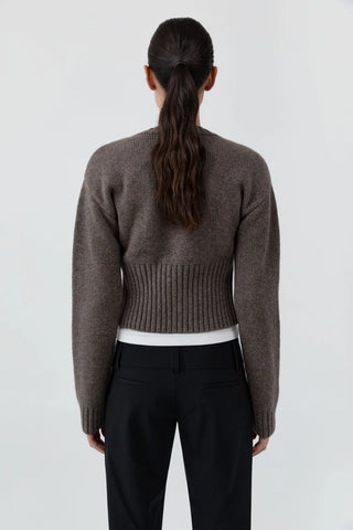 Wool Cardigan, Taupe Melange