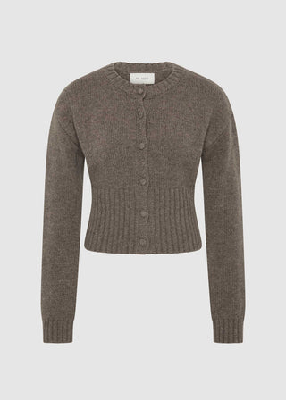 Wool Cardigan, Taupe Melange
