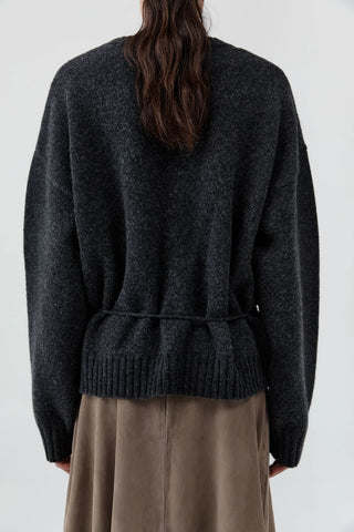 Wool Crew Neck Jumper, Dark Charcoal Melange
