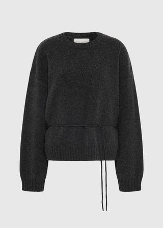 Wool Crew Neck Jumper, Dark Charcoal Melange