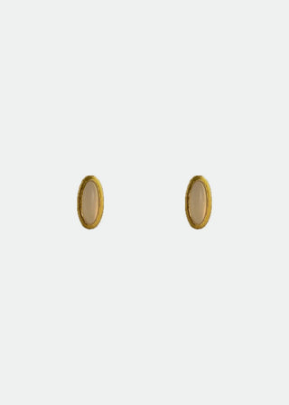 Dome Studs, White Agate/Gold