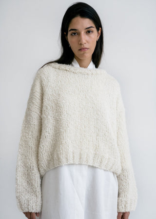 Agus Hand Knitted Wool Jumper, Ivory