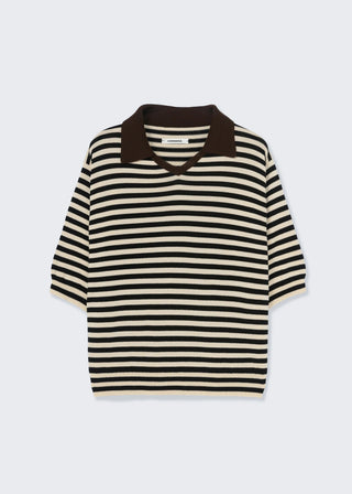 Organic Cotton V-Neck Polo, Stripe