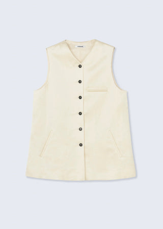 Satin Tailored Vest, Marfil