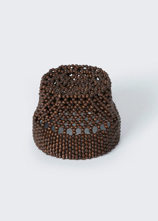 Wooden Beads Bucket Hat, Brown