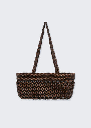 Wooden Beads Mini Bag, Brown