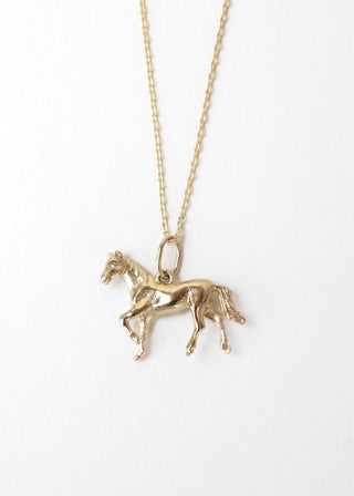 eugenie x BRUCE Fire Horse Charm + 10k Gold Chain, 18"