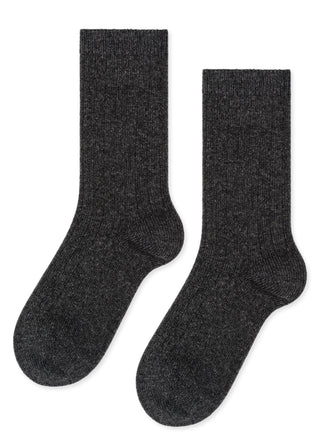 Italia Cashmere Cozy Rib Crew, Charcoal
