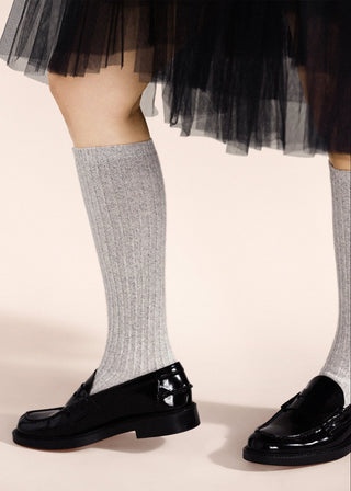 Long Reverse Cashmere Rib Knee Hi, Mist
