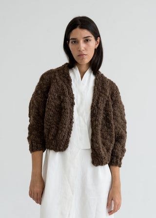 Jacaranda Hand Knitted Wool Cardigan, Earth